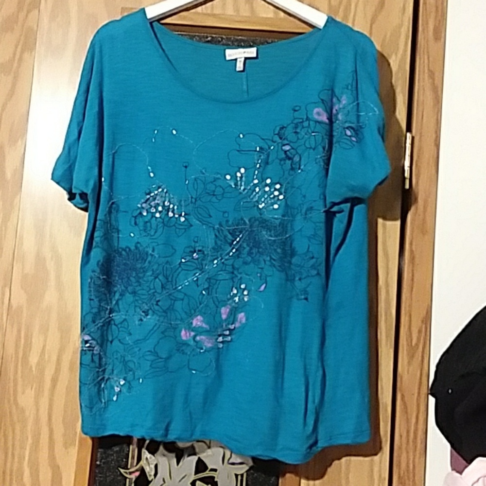 Beautiful beaded blue t shirt